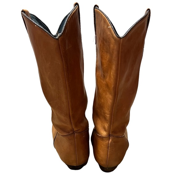 Mens Vintage Leather Cowboy Boots Tan Size 8.5 D - Picture 4 of 10